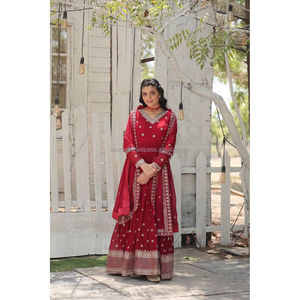 ชุด anarkali สำหรับมุสลิมแบบดั้งเดิมคอลเลกชัน GOWN-WITH-DUPATTA 2024สำหรับงานแต่งงานเทศกาลเพิ่มสไตล์ของคุณให้เป็น epitome - Product Image 6
