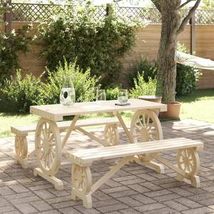 Conjunto de Comedor de Jardín de Madera de Abeto Natural Sólido de Durabilidad Media - Product Image 1