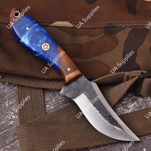 มีดสกินเนอร์ใบมีดเหล็กกล้าคาร์บอนสูง 1095 ตีขึ้นรูปด้วยมือ พร้อมด้ามไม้และเรซิ่น ราคาส่งที่ดีที่สุด รับผลิตแบบ OEM/ODM - Product Image 3