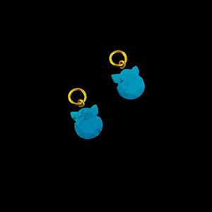 Natural Turquoise <b>Cat</b> Face Carved Gemstone Briolette Charms 925 Sterling Silver Gold Plated Pendant Jewelry For Necklace Making - Product Image 2