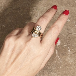 Luxury Cloud Pear Cut Diamond Engagement & Wedding Ring 14K Solid Gold IGI Certified - Product Image 4