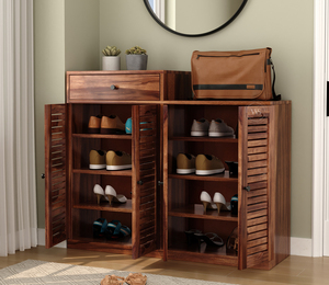 Meuble à chaussures pliant classique en bois, multi-niveaux, multifonctionnel, anti-poussière, pour entrée et salon, type autoportant - Product Image 4