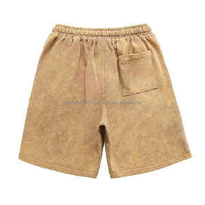 Pantalones cortos de verano con lavado ácido y logotipo personalizado para hombre Pantalones cortos de algodón en blanco de estilo callejero vintage con impresión de transferencia por sublimación - Product Image 2