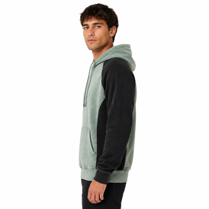 Sweat à capuche décontracté pour homme en mélange de coton, couleur unie délavée, avec manches raglan et poche avant - Product Image 5