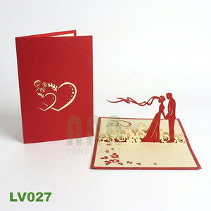 Carte d'invitation de mariage 3D pop-up personnalisée avec enveloppe, découpée à la main, thème amour, Hanoi ANN HANDICRAFT - Product Image 6