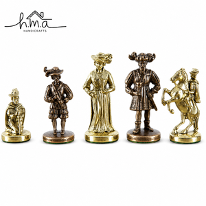 Luxury Copper Silver Brass Roman Greek <b>Chess</b> <b>Set</b> with Black White Marble Square <b>Board</b> Handmade Decorative Strategy Pieces - Product Image 4