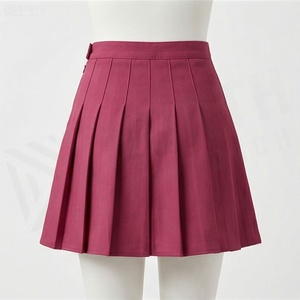 กระโปรงสั้นผู้หญิงจับจีบสีพื้นเอวปกติใส่ได้ทุกฤดูกาลผ้าทอ - Product Image 2