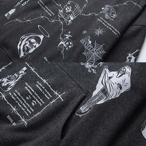 Sudadera con Capucha Gráfica Gótica High Street Techwear para Hombre, Oversize, Estilo Urbano, Darkwear, Punk, Grunge, Cyberpunk, Harajuku, Unisex - Product Image 4