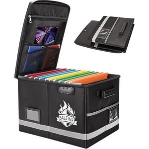 Scatola Portadocumenti Ignifuga Portatile, Organizzatore di File Impermeabile con Serratura, Contenitori Ignifughi per Conservazione Documenti - Product Image 1