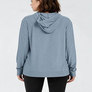 Sudadera Personalizada para Mujer, Corte Holgado, con Capucha, Manga Abullonada, Color Sólido, Tejido de Algodón Transpirable, Corte Corto - Product Image 5