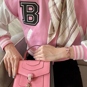 Direct Factory Supplier Women's Winter Cropped <b>Varsity</b> Baseball <b>Jacket</b> with Sheepskin Trim Cotton Breathable Windproof - Product Image 4