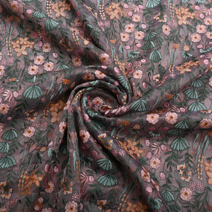 Tela de Felpa de Alta Calidad, Ecológica, Transpirable, con Bordado Malty, Elegante Jacquard Floral Estampado, Peso Medio, 100% Poliéster - Product Image 1