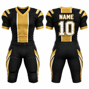 Ensemble d'uniformes de football américain personnalisés, col en V, manches courtes, tissu respirant, pantalon ajusté, jersey sublimé en polyester pour adultes - Product Image 5