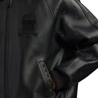 Veste en cuir Avirex à broderies et patchwork, édition limitée, coupe classique, col rabattu, veste en cuir Avirex pour homme