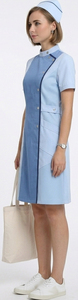 Robe de travail à manches courtes pour femmes, robe de travail pour infirmières, médecins |   Robe de travail monopièce à col chemise - Product Image 3