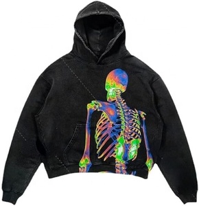 Sudadera con capucha de invierno para hombre con estampado French Terry Dtg de 500g/m2 con logotipo personalizado, tejido con forro lavado ácido vintage impermeable - Product Image 4