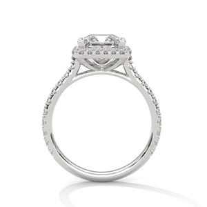 Princess Cut Lab-Grown <b>Diamond</b> Halo Engagement <b>Ring</b> In 14k White Gold With Pave Band Luxury Square Bridal <b>Diamond</b> <b>Ring</b> For Women - Product Image 2