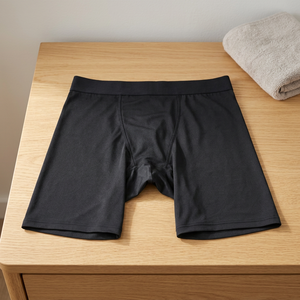 Men High-Rise Solid <b>Black</b> Polyester Breathable Quick Dry Machine-Washable <b>Boxer</b> Briefs Seamless Knitted Underwear - Product Image 4
