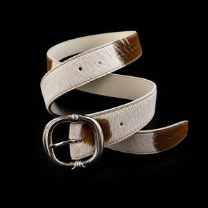 Cow Hide Animal Print Casual <b>Belt</b> with Silver Rectangular Pin Buckle - Product Image 3