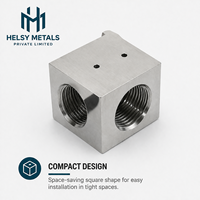 Blok Manifold Baja Tahan Karat Kustom untuk Sistem Hidrolik Pipa Pneumatik Model Penggilingan dan Pembubutan VMC Canggih H-V837 HELSY