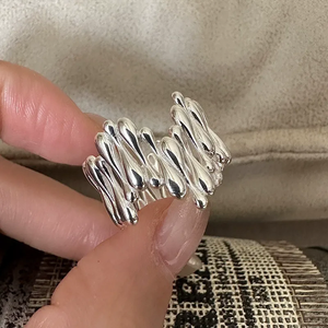 Bague en argent sterling S925, version coréenne, design goutte d'eau, style rétro coréen, simple et tendance, bijoux en argent. - Product Image 2