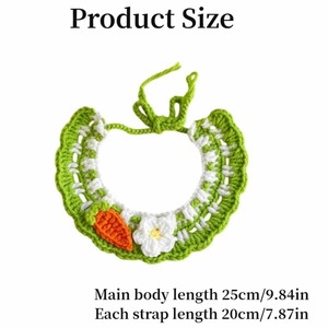 Collar de Ganchillo Hecho a Mano para Mascotas con Diseño Floral Amarillo, Verde y Naranja, de Algodón Ajustable para Gatos y Perros, Accesorio de Estilo Dulce para Mascotas - Product Image 3