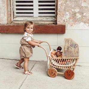 Poussette en rotin pour bébé, jouet naturel fait à la main, landaus pour poupées - Product Image 6