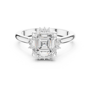 แหวนทองคำขาว 14K แบบ Eternity ประดับเพชรทรง Asscher และทรงกลม เพชรเลี้ยงในห้องปฏิบัติการ ได้รับการรับรองจาก GRA สำหรับผู้หญิง - Product Image 4