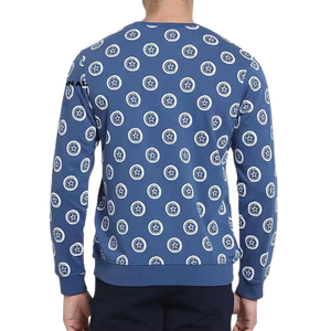 เสื้อสเวตเชิ้ตคอกลมสีน้ำเงินสำหรับผู้ชาย พิมพ์ลายดาว ทรงปกติ สวมใส่สบาย ผ้าถัก ผ้าฝ้าย ใส่ได้ในฤดูใบไม้ร่วง - Product Image 3