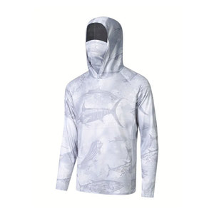 เสื้อฮู้ดแขนยาวสำหรับตกปลาคุณภาพสูง ระบายอากาศได้ดี ป้องกันแสงแดด UPF 50 พร้อมตาข่าย  ไซส์ใหญ่สำหรับผู้ใหญ่ - Product Image 1