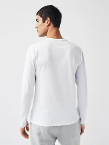 Men's <b>Long</b> <b>Sleeve</b> <b>T</b>-<b>Shirt</b> O-Neck Knitted Regular Fit Solid Color Casual <b>White</b> 100% Cotton Jersey Fabric - Product Image 4