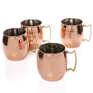 Ensemble de tasses à Moscow Mule en cuivre pur faites à la main |   Tasses en cuivre martelé de qualité alimentaire de 16 oz |   Articles de bar et cadeaux pour bars en gros - Product Image 2