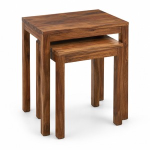 Mesas Auxiliares Apilables de Madera de Acacia al por Mayor |   Muebles Artesanales de Madera de Nogal Marrón - Product Image 1