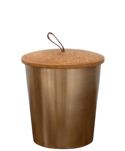Pot à bougie luxueux fait main, contenant parfumé, finition dorée élégante, boîte de rangement réutilisable avec couvercle en bois rustique - Product Image 1