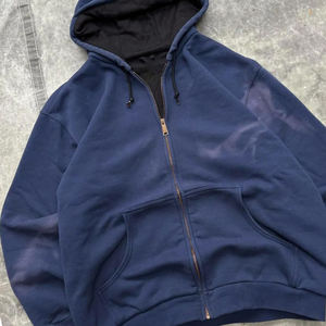 Sweat-shirt classique vintage des années 90 avec fermeture éclair intégrale, look usé, vêtement de mode streetwear, confortable et décontracté pour tous - Product Image 4