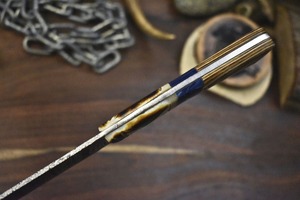 Cuchillo de Chef de Acero de Damasco Forjado a Mano de Grado Industrial BA ENTERPRISES |   Cuchilla con Patrón de Espiral, 13 Pulgadas de Longitud Total, Mango de Madera Dura - Product Image 2