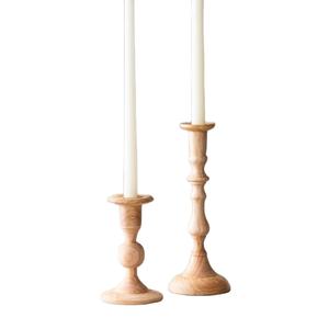 Juego pequeño y grande de 2 portavelas Material de madera de mango de alta calidad con forma personalizada para mesa de cena - Product Image 1