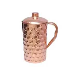 Honeycomb Hammered Pure Copper Water <b>Jug</b> with Lid Hexagon Pattern Ayurvedic Pitcher Health Drinkware Hotel Tableware - Product Image 1