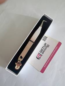 GETUP BROSONS 90 Degree Boot Eyelash Tweezers Stainless Steel Smooth Tip Precision 10mm Perfect Grip Deer Charm <b>Box</b> Packaging - Product Image 6
