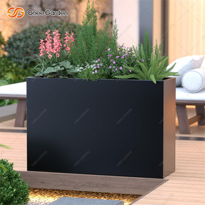 Prêt à être expédié aux États-Unis, jardinière carrée en acier galvanisé noir de 151 L, style américain moderne, pour patio, balcon, jardin, décoration paysagère - Product Image 3