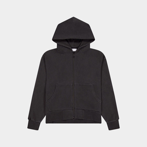 Sweat-shirt à capuche court pour homme en mélange de coton premium, coupe ample décontractée, poignets et ourlet côtelés, style streetwear urbain tendance - Product Image 4
