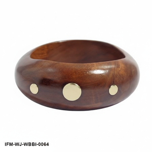 Handcrafted Wooden <b>Bangle</b> <b>Bracelet</b> with Polished Brass Inlay Bohemian Natural Wood Statement Jewelry for Women - Product Image 1
