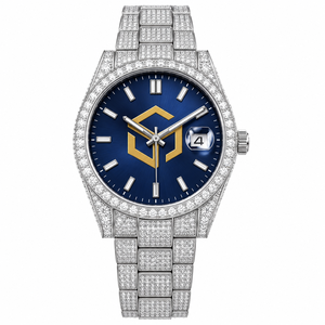Reloj de pulsera analógico de cuarzo de acero inoxidable de lujo para hombre, caja octogonal, esfera azul, fase lunar, fecha - Product Image 4