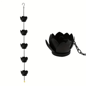Chaîne de pluie en métal contemporaine pour le drainage des toits et la conception paysagère des patios - Product Image 2