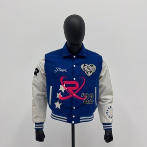 OEM ODM Custom <b>Varsity</b> <b>Jacket</b> Manufacturer Leather Sleeve Wool Body Embroidery Letterman <b>Jacket</b> Sample Development Factory - Product Image 1