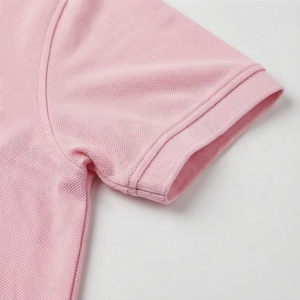 Polo en piqué de coton rose à manches courtes pour homme, couleur unie, respirant, tissu tricoté, coupe classique - Product Image 6