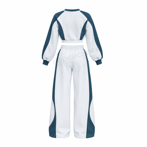 Ensemble décontracté deux pièces pour femme : Sweat-shirt court coupe décontractée et pantalon large à taille élastique – Nouvelle collection OEM ODM - Product Image 4