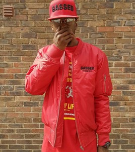 Men's <b>Red</b> Bomber <b>Jacket</b> with Durable Cotton Fabric Classic Fashion Design and Custom Streetwear Style Autumn Windproof <b>Jacket</b> - Product Image 2