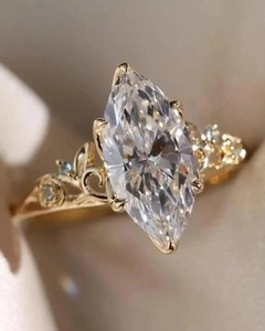<b>Nature</b> <b>Inspired</b> Lab Grown 2.00CT Marquise Cut Diamond Solitaire <b>Ring</b> For Women's 14K Solid Gold Surprise Wedding Gift For Lover - Product Image 1
