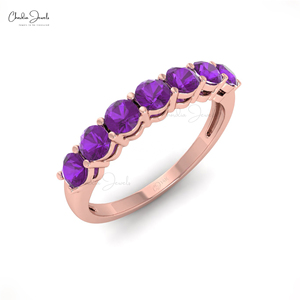 Top Wholesale Suppliers Authentic 0.70 Cts Prong Set African Amethyst Seven <b>Stone</b> Ring in Solid 14k Rose Gold Stackable Jewelry - Product Image 5